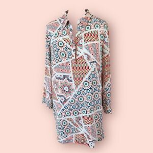 Cynthia steffe Geometric Patterned Long Sleeve Blouse sz 12